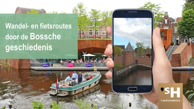 Historische wandel- en fietsroutes op een telefoon